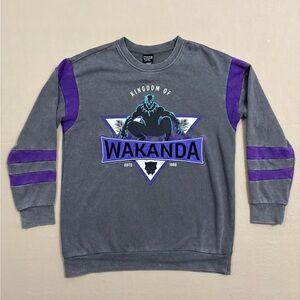 Marvel Men's Gray and Purple Wakanda Black Panther Crewneck Sweater Size Large
